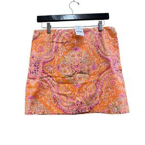 J.Crew Orange & Pink Paisley Stretch Skirt Size 6 NWT